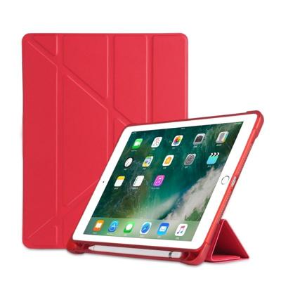 Multi-Folding schokbestendige TPU beschermhoes voor iPad 9 7 (2018)/9 7 (2017)/Air/air2 met houder & Pensleuf (rood)