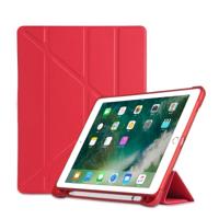Multi-Folding schokbestendige TPU beschermhoes voor iPad 9 7 (2018)/9 7 (2017)/Air/air2 met houder & Pensleuf (rood) - thumbnail