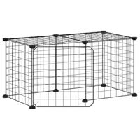 VidaXL Huisdierenkooi met deur 8 panelen 35x35 cm staal zwart - thumbnail