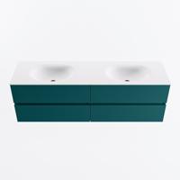 MONDIAZ VICA 160cm badmeubel onderkast Smag 4 lades. Wastafel MOON dubbel 2 kraangaten, kleur Talc. - thumbnail