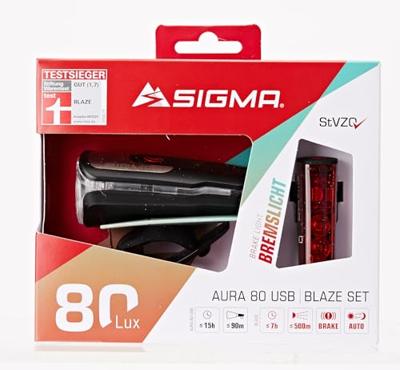 Sigma Verlichtingsset blaze & aura 80 led usb-oplaadbaar