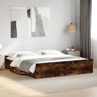 Bedframe met lades bewerkt hout gerookt eikenkleurig 200x200 cm - thumbnail