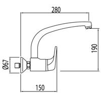 Keukenkraan Tres ECO | Wandmontage | 360° Draaibaar | Mengkraan | 1-hendel | Rond | Chroom - thumbnail