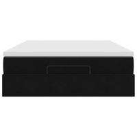 Ottoman bed met matras 140x190cm fluweel zwart - thumbnail