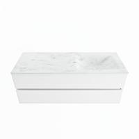 MONDIAZ VICA-DLUX 130cm badmeubel onderkast Talc 2 lades. Inbouw wastafel CLOUD rechts 1 kraangat, kleur Opalo. - thumbnail