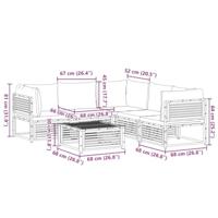6-delige Loungeset met kussens massief acaciahout - thumbnail