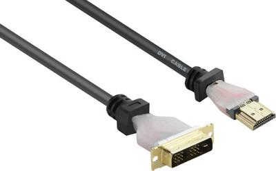Renkforce DVI / HDMI Adapterkabel DVI-D 18+1-polige stekker, HDMI-A-stekker 1.80 m Zwart RF-4212216 Vergulde steekcontacten, Schroefbaar DVI-kabel