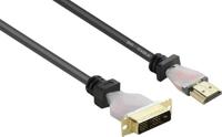 Renkforce DVI / HDMI Adapterkabel DVI-D 18+1-polige stekker, HDMI-A-stekker 1.80 m Zwart RF-4212216 Vergulde steekcontacten, Schroefbaar DVI-kabel - thumbnail