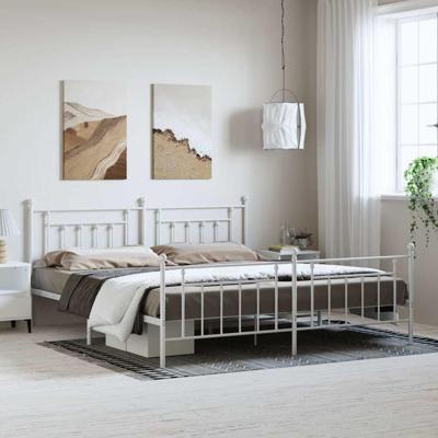 Bedframe met hoofd- en voeteneinde metaal wit 193x203 cm