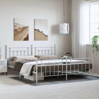 Bedframe met hoofd- en voeteneinde metaal wit 193x203 cm - thumbnail