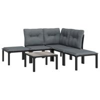 6-delige Loungeset poly rattan zwart en grijs - thumbnail