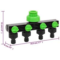 VidaXL Kraanadapter 4-wegs 19,5x6x11 cm abs & pp groen en zwart - thumbnail