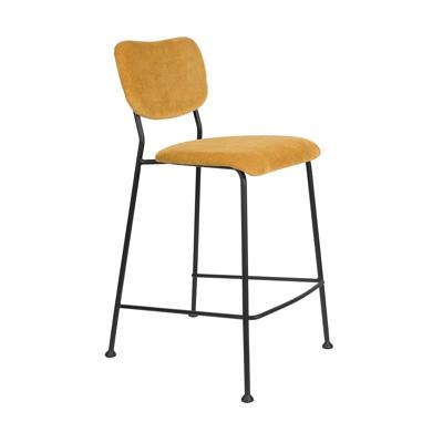 Zuiver Barstoel 'Benson' Ribstof, kleur Okergeel (zithoogte 65cm)