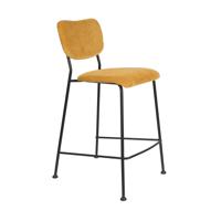 Zuiver Barstoel 'Benson' Ribstof, kleur Okergeel (zithoogte 65cm) - thumbnail