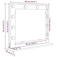 VidaXL Schmink spiegel rechthoekig grijs sonoma 60 x 55 x 18 cm - thumbnail