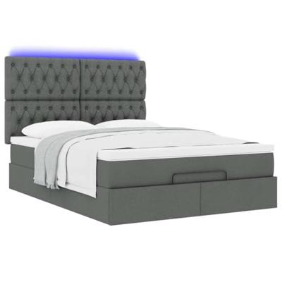 Ottoman bed met matras en LED's 140x200cm stof donkergrijs