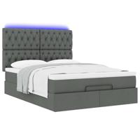 Ottoman bed met matras en LED's 140x200cm stof donkergrijs - thumbnail