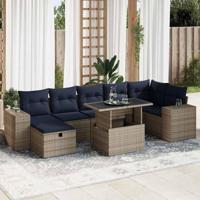 8-delige Loungeset met kussens poly rattan acacia bruin - thumbnail