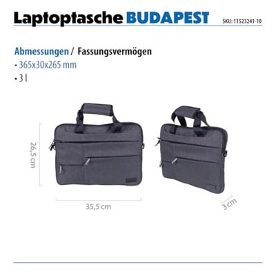 Donau Travel laptoptas Budapest, 3 l, 14 inch, grijs