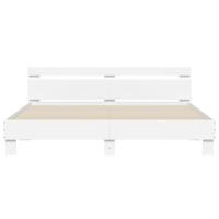 Bedframe met hoofdbord bewerkt hout wit 180x200 cm - thumbnail