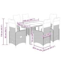 7-delige Bistroset met kussens poly rattan beige - thumbnail