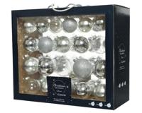 Kerstballen Glas Mix Zilver 42st - thumbnail