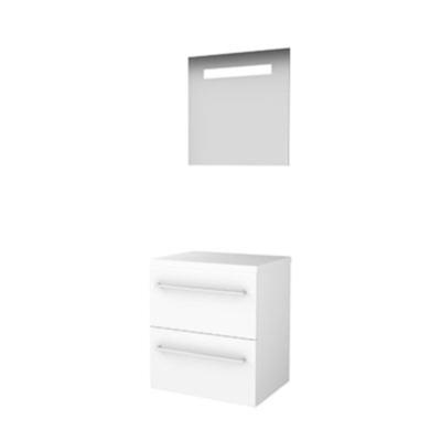 Basic-Line Economic 46 Badkamermeubelset - 60 x 46 cm - Met Grepen - 2 Lades - Wastafelblad - Spiegel met LED Verlichting - Ice White