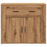 Dressoir 80x33x70 cm bewerkt hout artisanaal eikenkleurig - thumbnail
