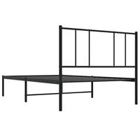 Bedframe met hoofdbord metaal zwart 100x200 cm - thumbnail