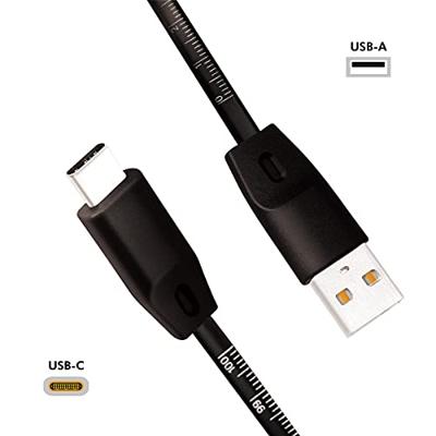 USB 2.0 aansluitkabel met liniaal, USB (type A) naar USB (type C) zwart, 1 m
