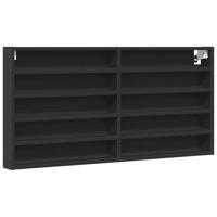 Vitrinekast 100x8,5x50 cm bewerkt hout zwart - thumbnail