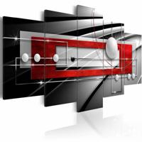 Schilderij - Moderne Symmetrie in rood, 5 luik, Grijs/Wit/Rood, 2 maten, Premium print - thumbnail