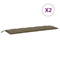 VidaXL Tuinbankkussens 2 st 180x50x7 cm stof gemêleerd taupe - thumbnail