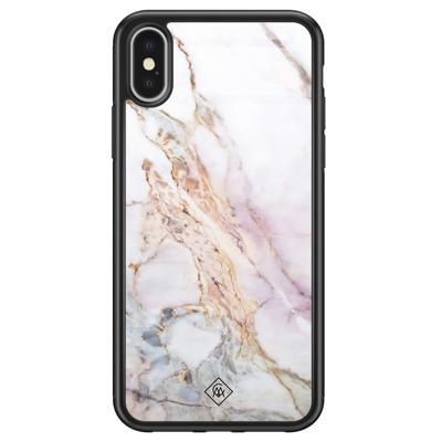 iPhone X/XS glazen hardcase - Parelmoer marmer iPhone X/XS glazen hardcase - Parelmoer marmer