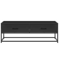 Salontafel 100x50x35 cm bewerkt hout en metaal zwart - thumbnail