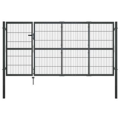 Tuinpoort met palen staal 350x120 cm antraciet