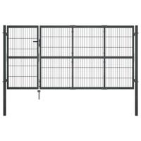 Tuinpoort met palen staal 350x120 cm antraciet - thumbnail
