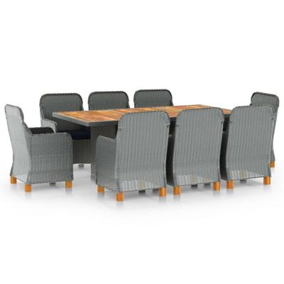 9-delige Tuinset met kussens poly rattan lichtgrijs