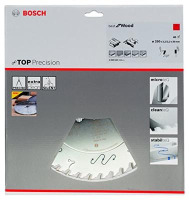 Bosch Accessoires Cirkelzaagblad Top Precision Best for Wood 250 x 30 x 3,2 mm, 40 1st - 2608642111 Bosch Accessoires Cirkelzaagblad Top Precision Best for Wood 250 x 30 x 3,2 mm, 40 1st - 2608642111