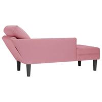 Chaise longue met kussen en rechterarmleuning fluweel roze - thumbnail