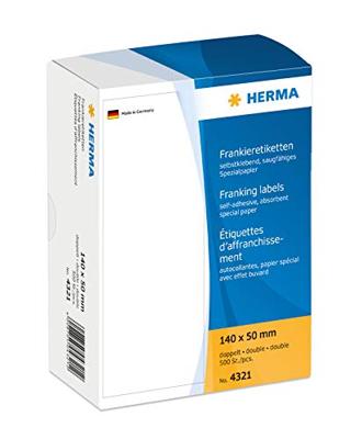 Frankeeretiket herma 4321 dubbel 140x50mm 500st