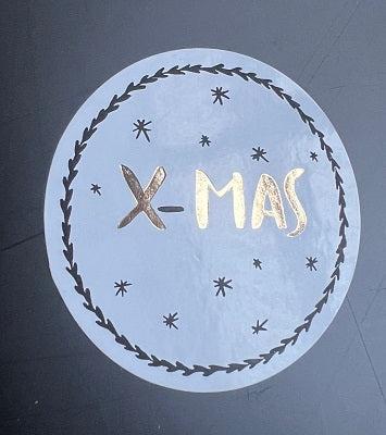 Etiket X-MAS wit/goud/zwart 40mm Etiket X-MAS wit/goud/zwart 40mm
