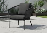 Reims lounge chair black alu/rope black Eurofar - Eurofar - thumbnail