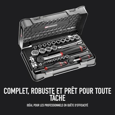 Facom doppendoos 1/4&apos; 1/2&apos; 6-k mm r-s.161b 31 stuks - RS.161-1PB