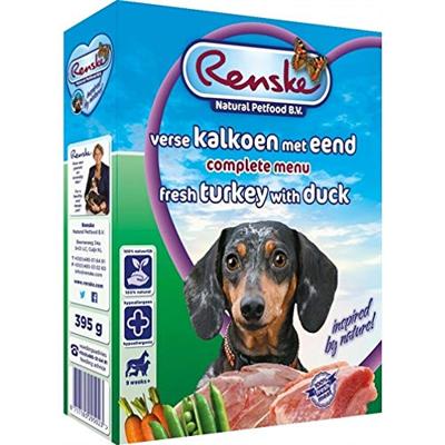 Renske vers gestoomd kalkoen met eend natvoer hond (tetra) 2 trays (20 x 395 g)