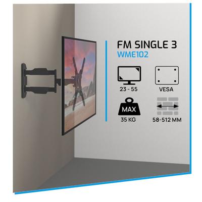 Cavus wme102 full motion single tv muurbeugel vanaf 23 inch schermen zwart