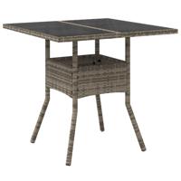 3-delige Tuinset met kussens poly rattan en glas grijs - thumbnail