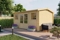 Tuindeco Jenny Blokhut 450x350 cm 40 mm vuren blank- Zadeldak- Onbehandeld vurenhout- Tuindeco - thumbnail