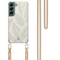 Samsung Galaxy S22 Plus hoesje met beige koord - Palm leaves beige - thumbnail