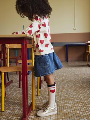 Spijkerrok met hartvormige zak voor meisjes ongewassen denim Spijkerrok met hartvormige zak voor meisjes ongewassen denim